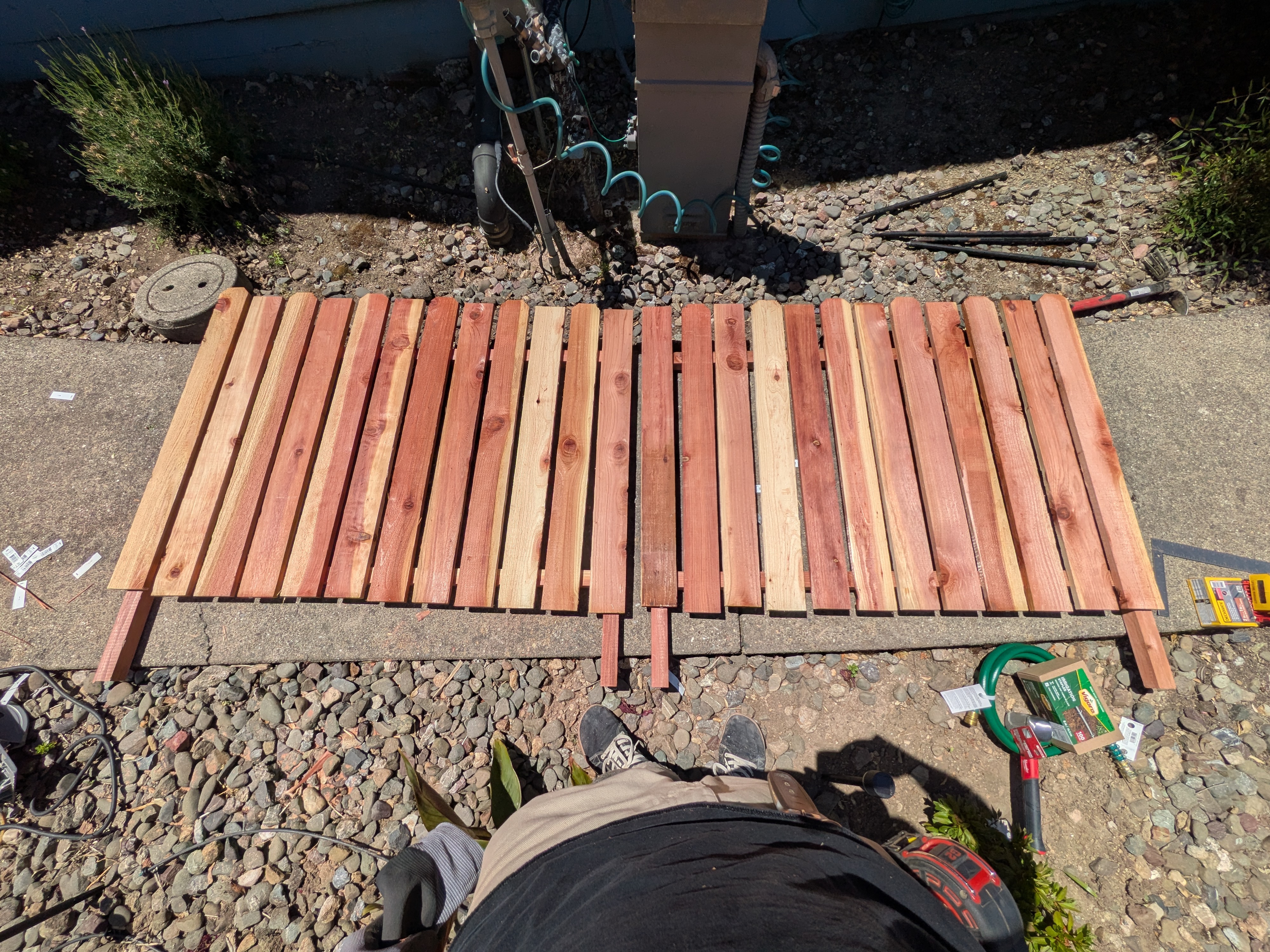 Privacy fencing around electrical panel and equipment - Progress image